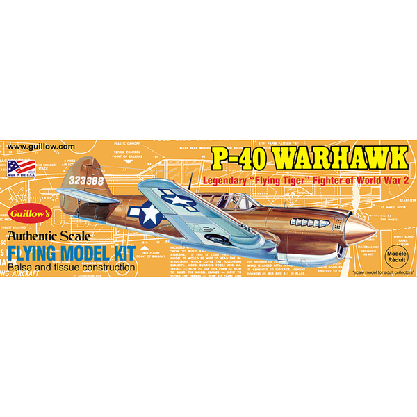 GUILLOWS 1/30 Warhawk WWII Balsa Plane Model Kit