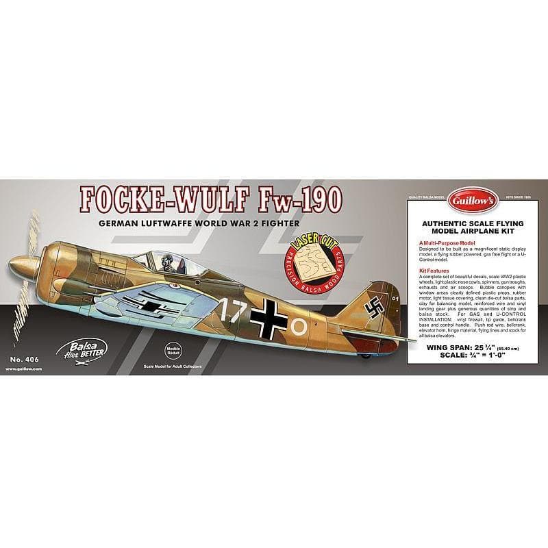 GUILLOWS 1/16 Focke-Wulf Fw-190 Laser Cut Balsa Plane Model Kit