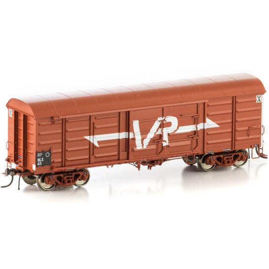 AUSCISION HO BLX Box Van, VR Wagon Red with Large VR Logo, 4 Louvre & Plain Doors - 4 Car Pack