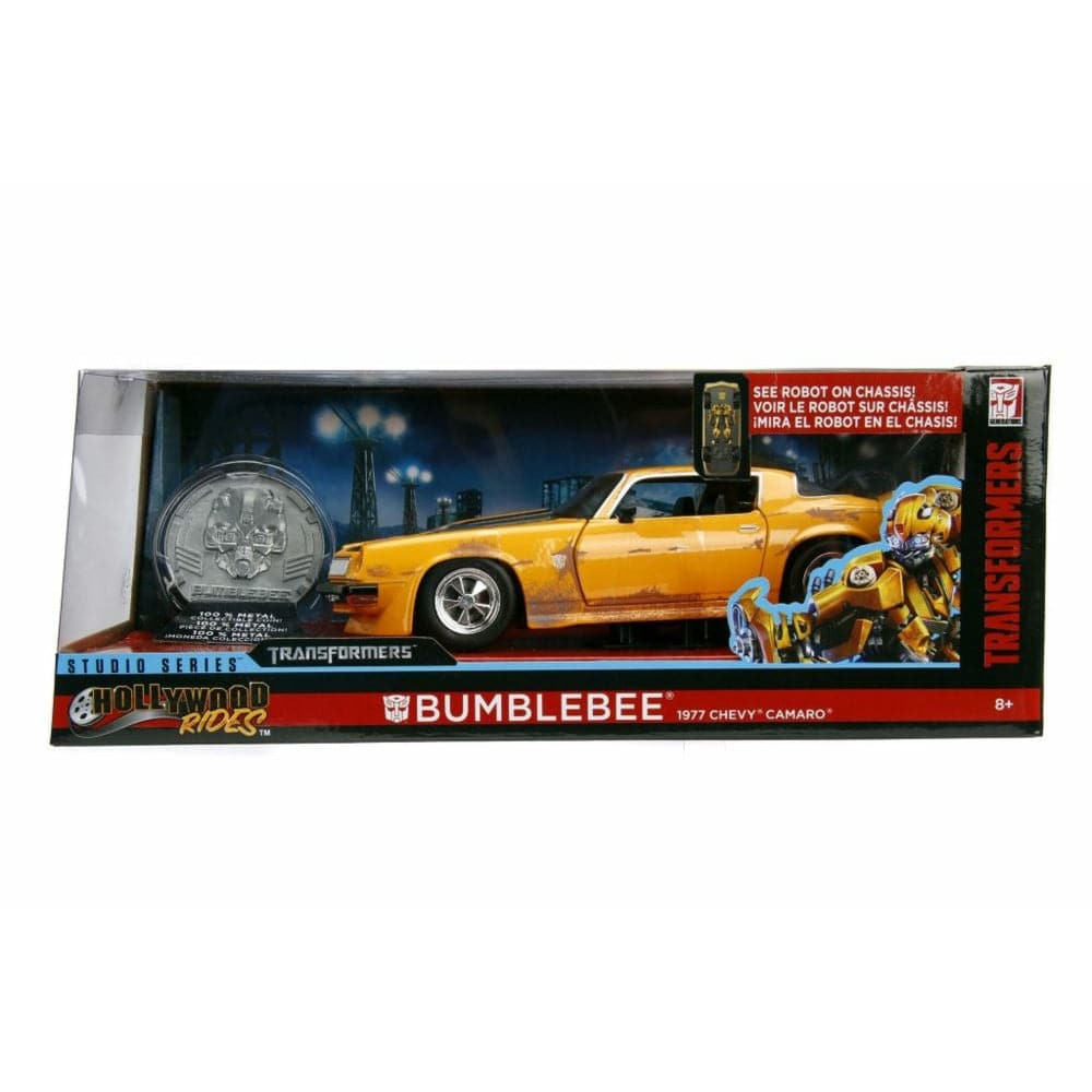 JADA 1/24 1977 Chevy Camaro Transformers w/Collectible Coi