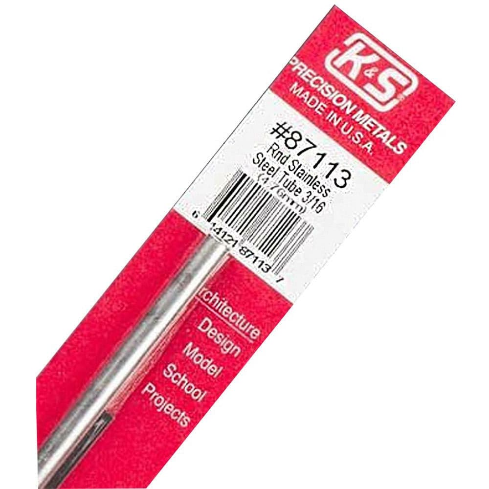 K&S Round Stainless Steel Tube .028 Wall (12in Lengths) 3/16in (1 Tube)