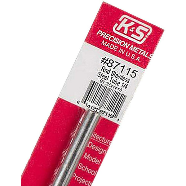 K&S Round Stainless Steel Tube .028 Wall (12in Lengths) 1/4in (1 Tube)