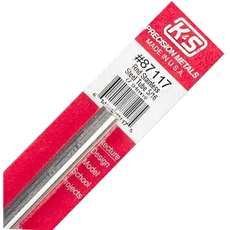 K&S Round Stainless Steel Tube .028 Wall (12in Lengths) 5/16in (1 Tube)
