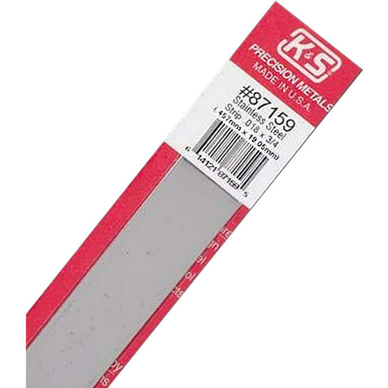 K&S Stainless Steel Strip (12in Lengths) .018 x 3/4 (1 Strip)