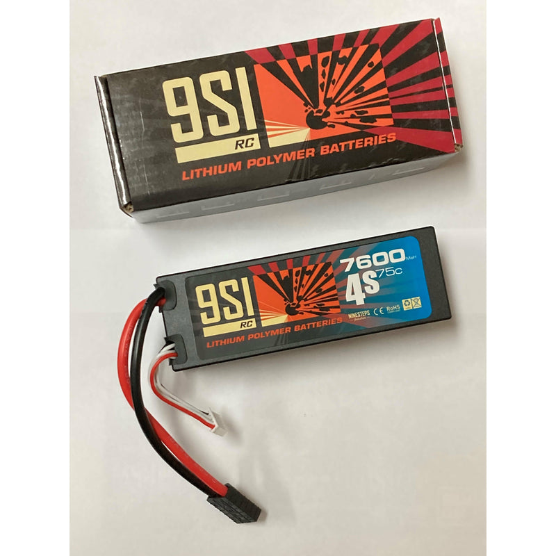 NINESTEPS 7600mAh 14.8V 75C 4 Cell LiPo Battery Hard Case (Traxxas Plug)