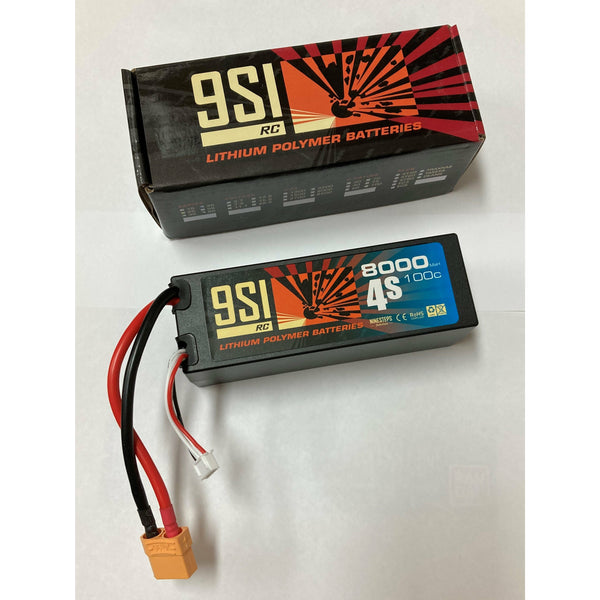 NINESTEPS 8000mAh 14.8V 100C 4 Cell LiPo Battery Hard Case XT90 Plug