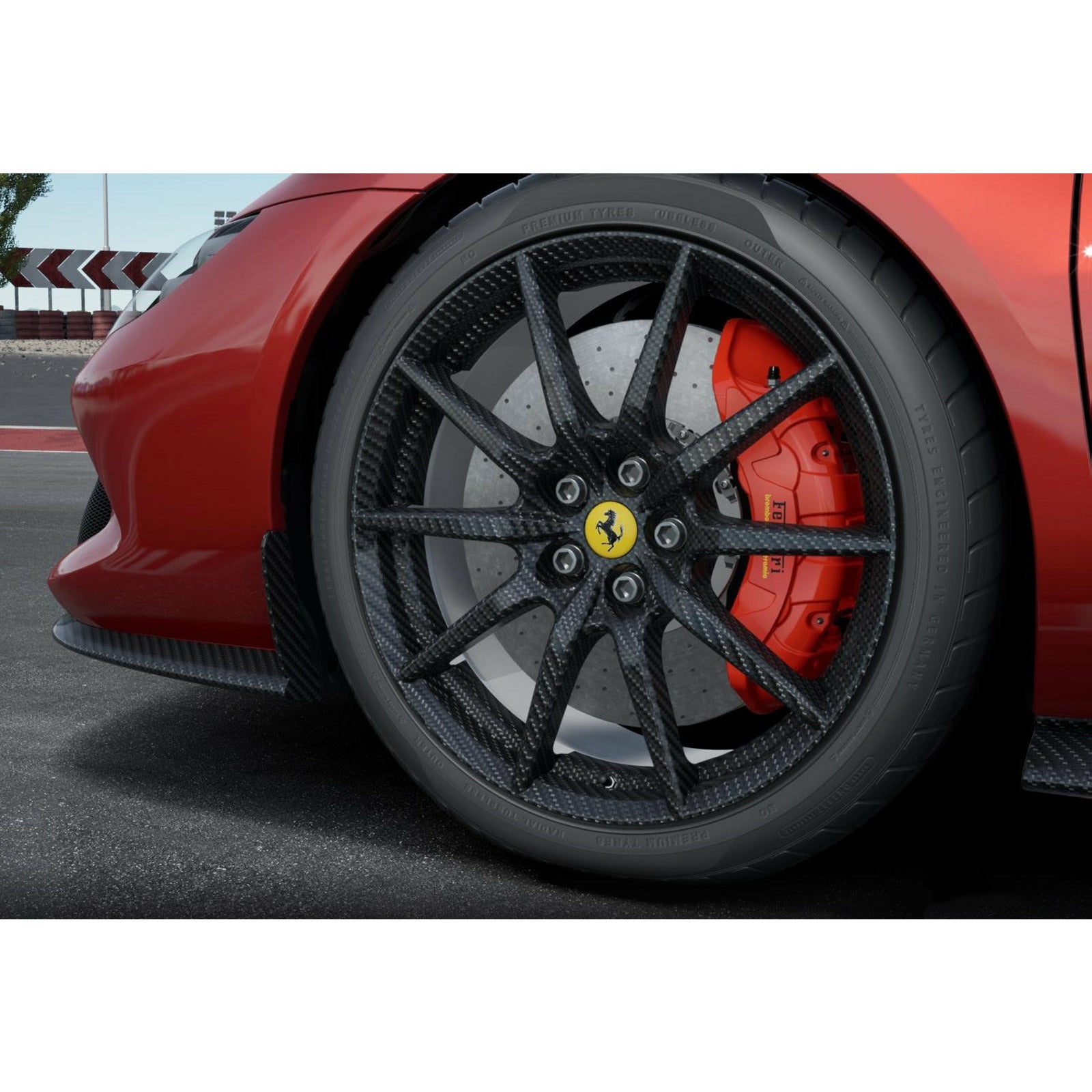 BBR 1/18 Ferrari 296 GTB Rosso Imola Carbon Replica Wheels