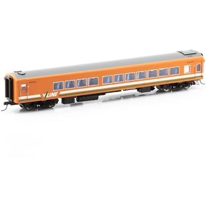 POWERLINE HO Victorian 'Z' Carriage V/Line 258BCZ Tangerine with Green and White Stripe Economy