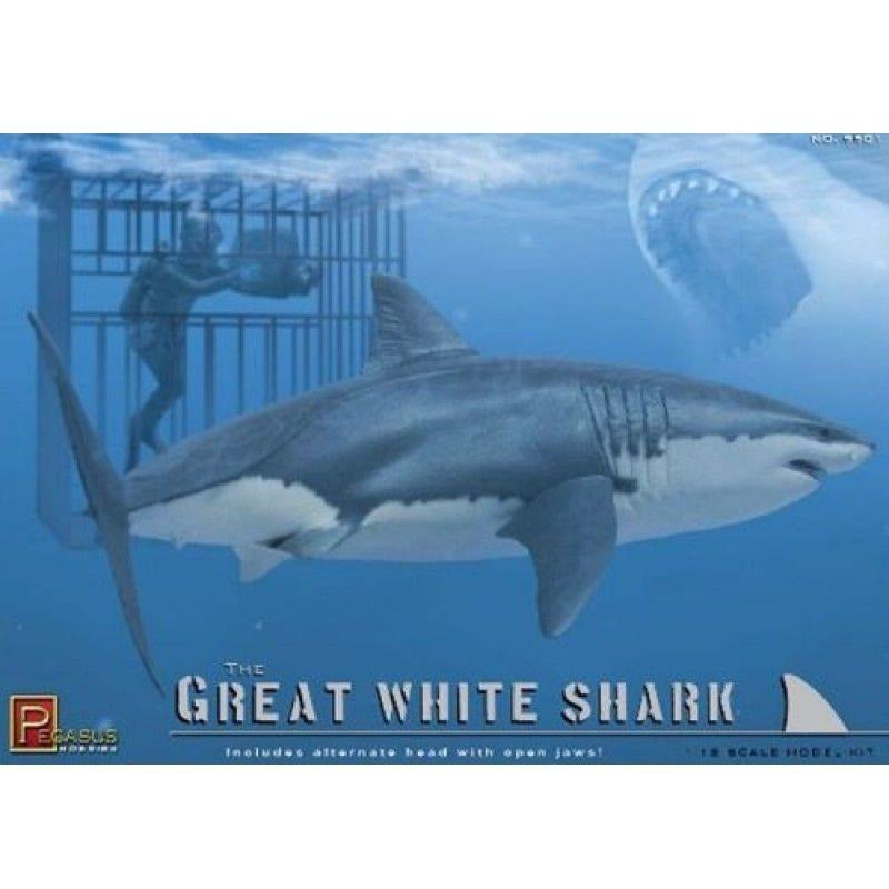 PEGASUS GREAT WHITE SHARK, CAGE & DIVER 1/18 KIT - Hearns Hobbies Melbourne - Pegasus Hobbies - 2
