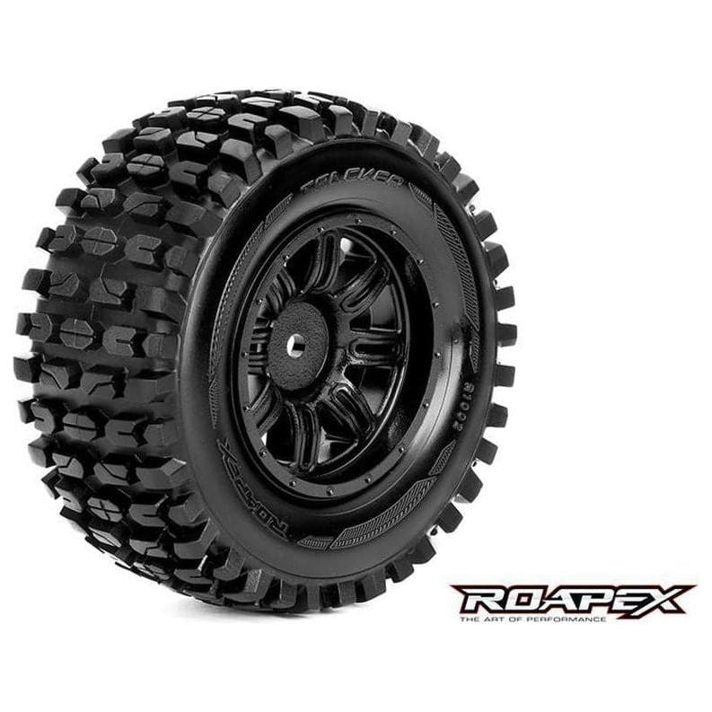 ROAPEX Tracker 1/10 SC Tyres Black Wheel with 12mm Hex Mount