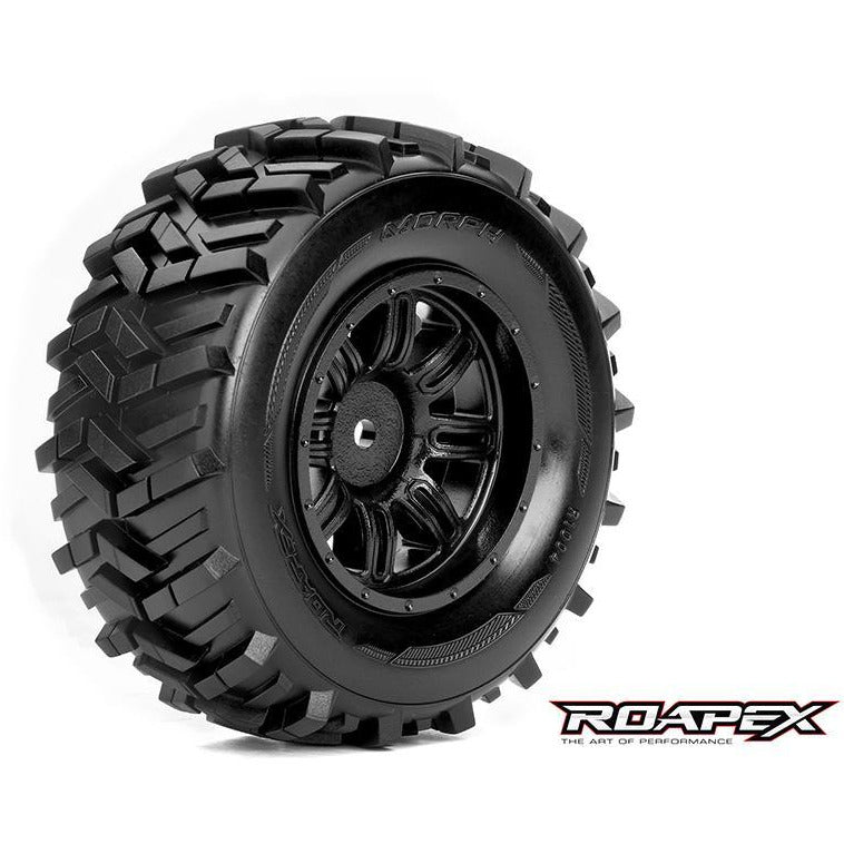ROAPEX Morph 1/10 SC Tyres Black Wheel with 12mm Hex