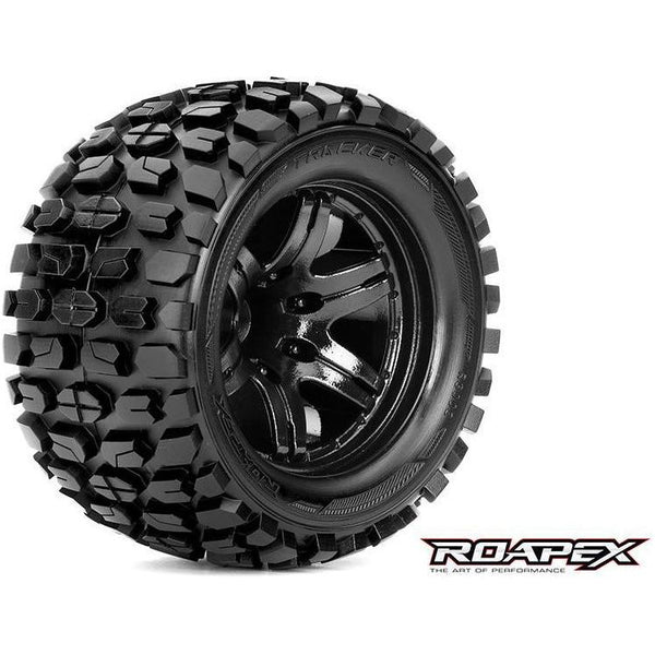 ROAPEX Tracker 1/10 Monster Truck Tyre Black Wheel (1 Pair)