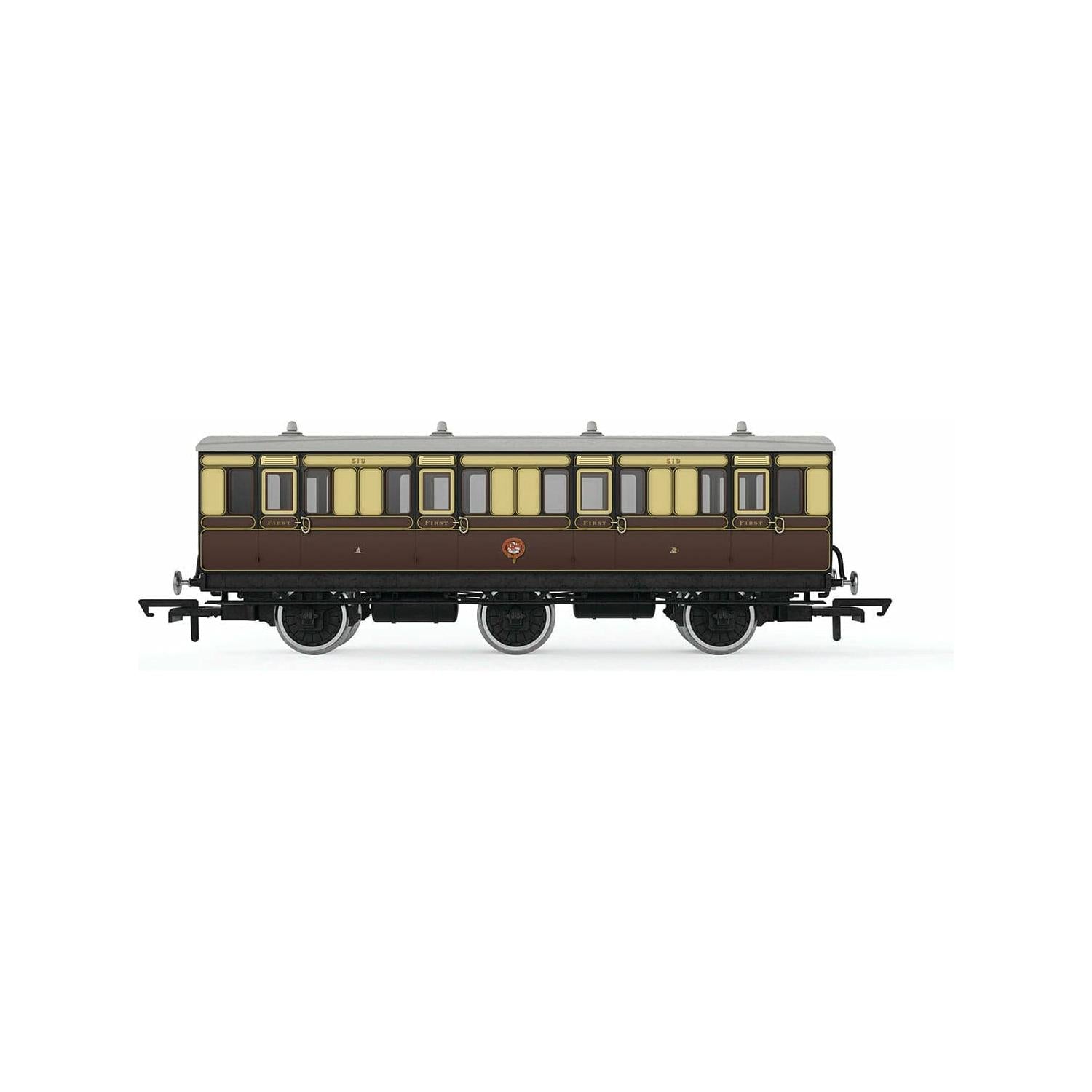 HORNBY OO GWR, 6 Wheel Coach, 1st Class, 519 - Era 2/3