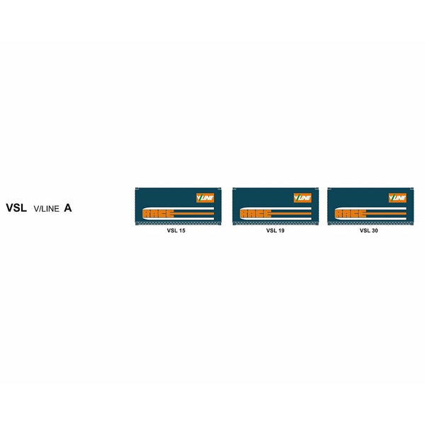 SDS MODELS HO 20' Railway Container VSL V/Line Pack A (3 Pack)