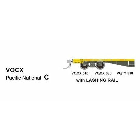 SDS MODELS HO Pacific National VQCX Container Wagon (with Lashing Rail) Pack C (3 Pack)