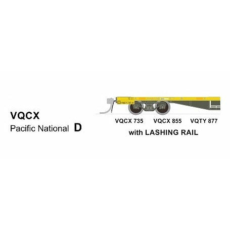 SDS MODELS HO Pacific National VQCX Container Wagon (with Lashing Rail) Pack D (3 Pack)