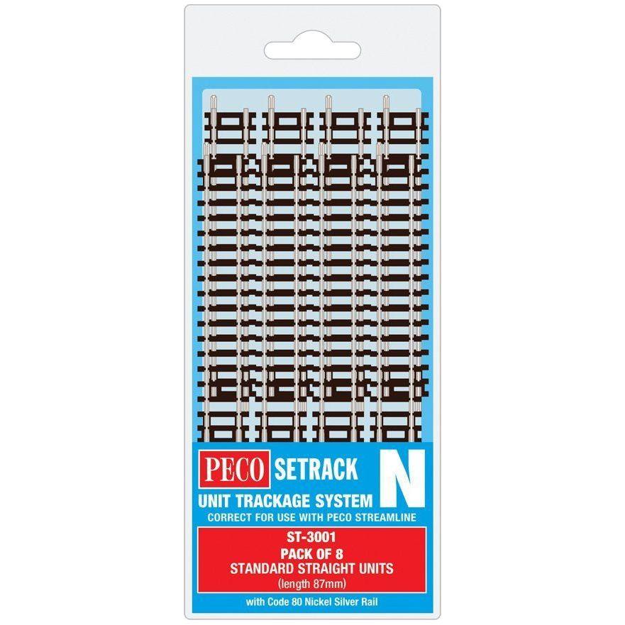 PECO N Setrack Standard Straight, 87mm Long (8X ST-1) Code 80 (ST3001)