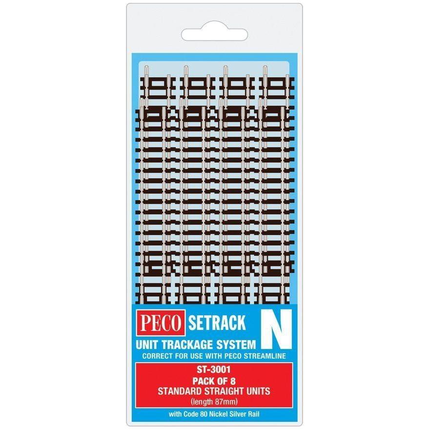 PECO N Setrack Standard Straight, 87mm Long (8X ST-1) Code 80 (ST3001)