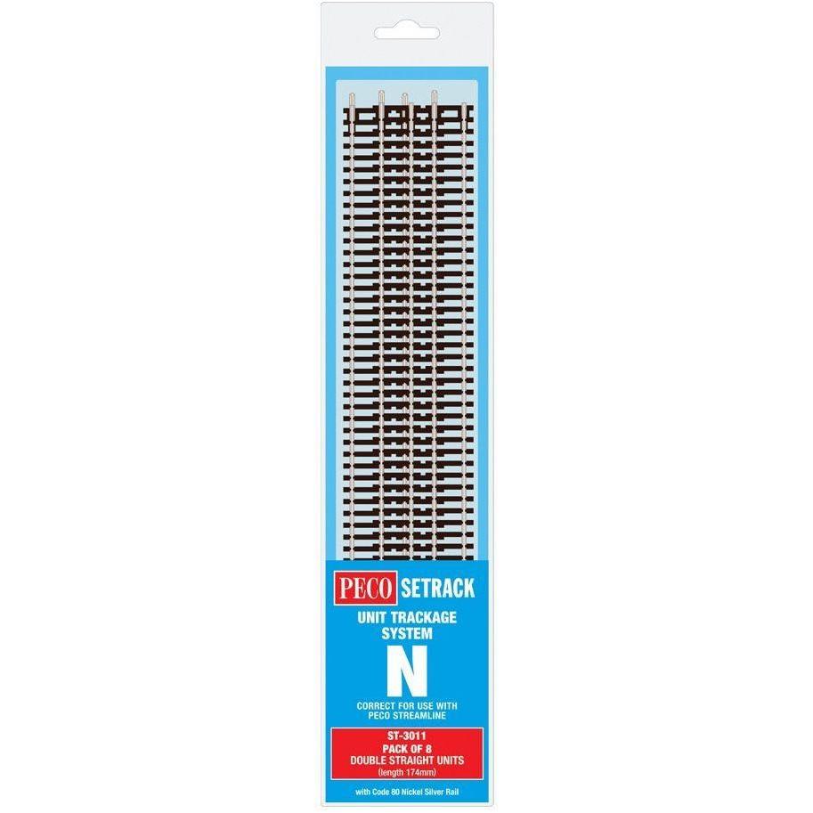 PECO N Setrack Double Straight, 174mm Long (8x ST-11) Code 80 (ST3011)