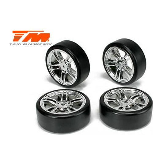 TEAM MAGIC E4D Mounted Drift Tyre Silver (5 Spoke)