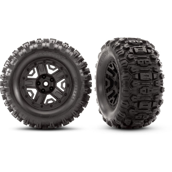 TRAXXAS Tyres & Wheels, Assembled, Glued (Black 2.8" Wheels, Sledgehammer Tyres, Foam Inserts)(2) (6792)