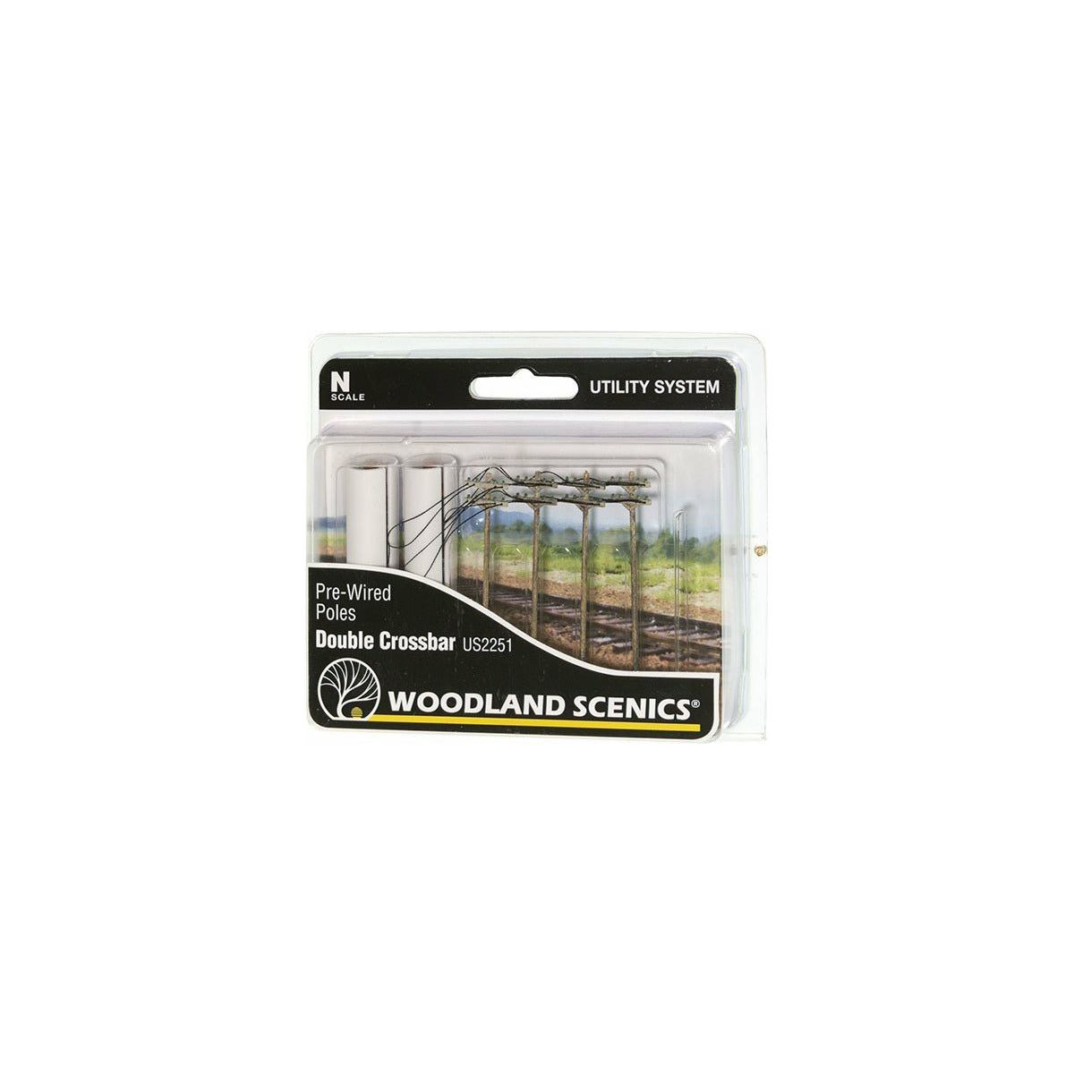 WOODLAND SCENICS Pre-Wired Poles - Double Crossbar - N Scal