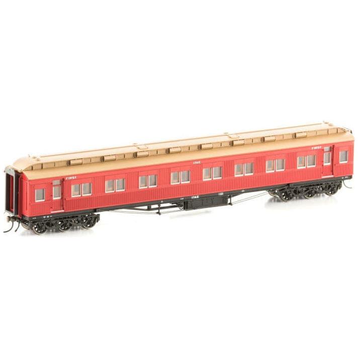 AUSCISION HO VR AE First Class Car (1954-1963) Carriage Red with 6 Wheel Bogie, 13-AE - Single Car