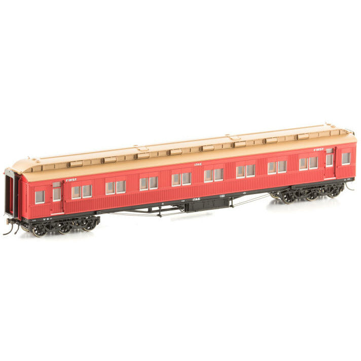 AUSCISION HO VR AE First Class Car (1954-1963) Carriage Red with 6 Wheel Bogie, 13-AE - Single Car