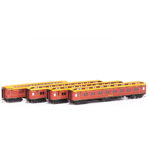 AUSCISION HO Victorian Railways Heritage, Brown with Pinstriping - 4 Car Set