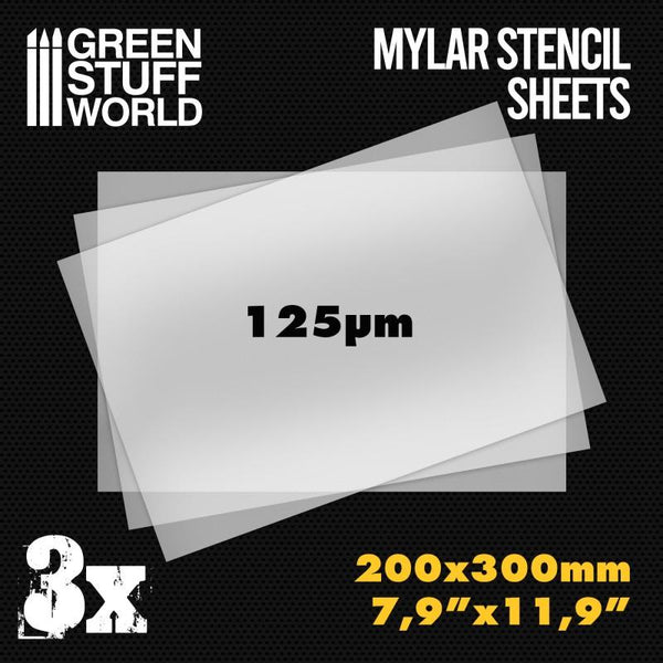 GREEN STUFF WORLD A4 Mylar Stencil Sheets x3