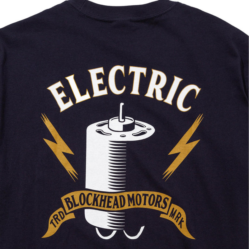 BLOCKHEAD MOTORS Electric Motor T-Shirt (Navy) - L