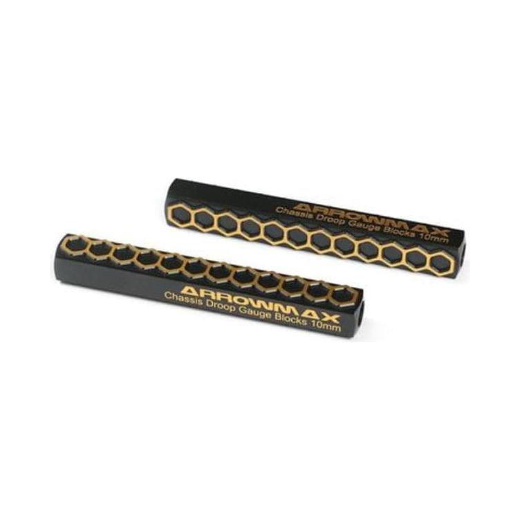 ARROWMAX Chassis Droop Gauge Support Blocks 10mm For 1/10 Black Golden (2)