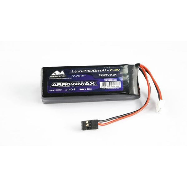 ARROWMAX AM LiPo 2400mAh 2S TX/RX 7.4V Battery Flat Pack