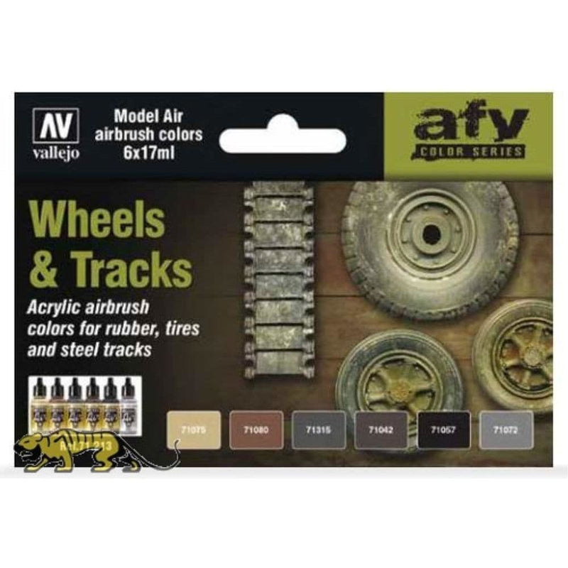 VALLEJO Model Air Wheels & Tracks 6 Colour Acrylic Paint Set