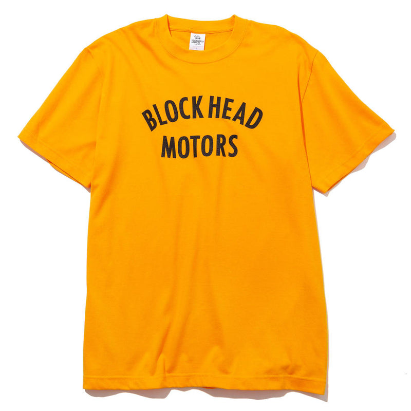 BLOCKHEAD MOTORS Text Logo T-Shirt Orange - M