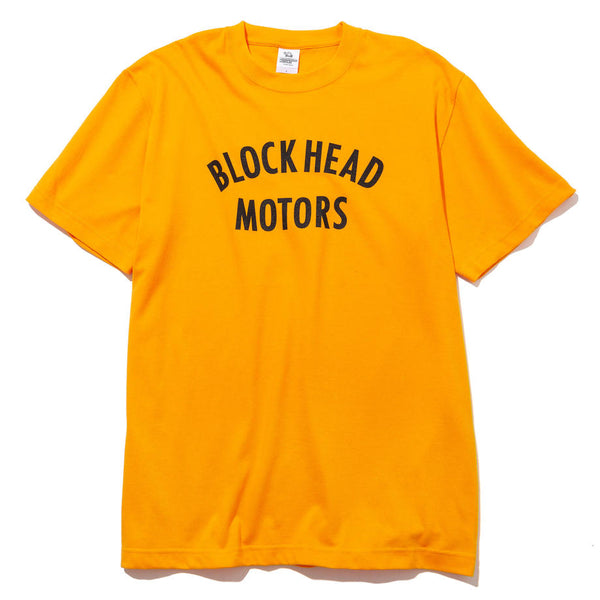 BLOCKHEAD MOTORS Text Logo T-Shirt Orange - S
