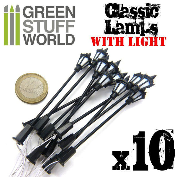 GREEN STUFF WORLD Plastic Classic Lamps 8,50cm - Pack x 10