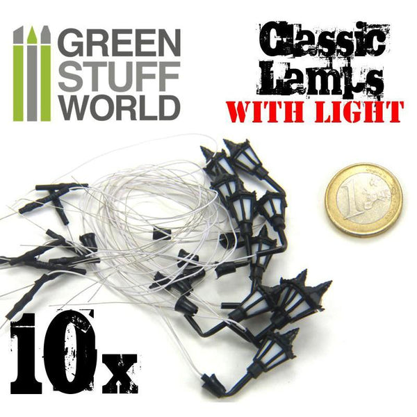 GREEN STUFF WORLD Plastic Classic Wall Lamps Pack x 10