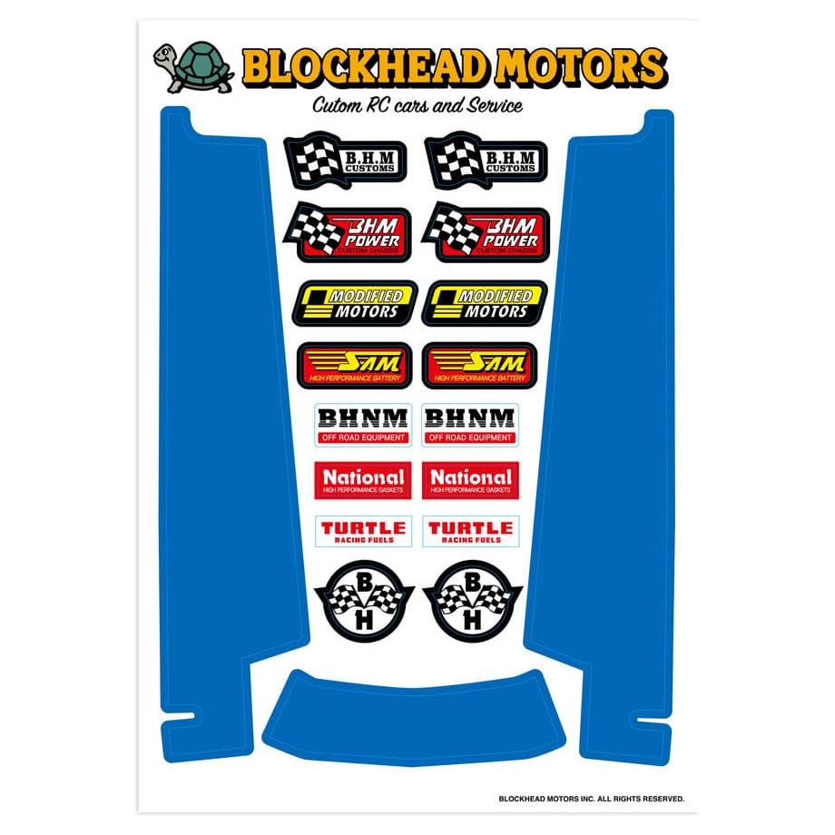 BLOCKHEAD MOTORS Decal for Side Chassis Blue for Hornet, Gr