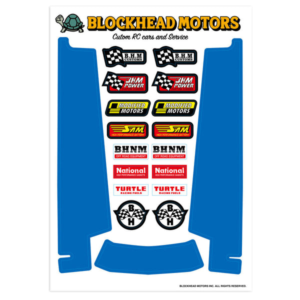 BLOCKHEAD MOTORS Decal for Side Chassis Blue for Hornet, Gr