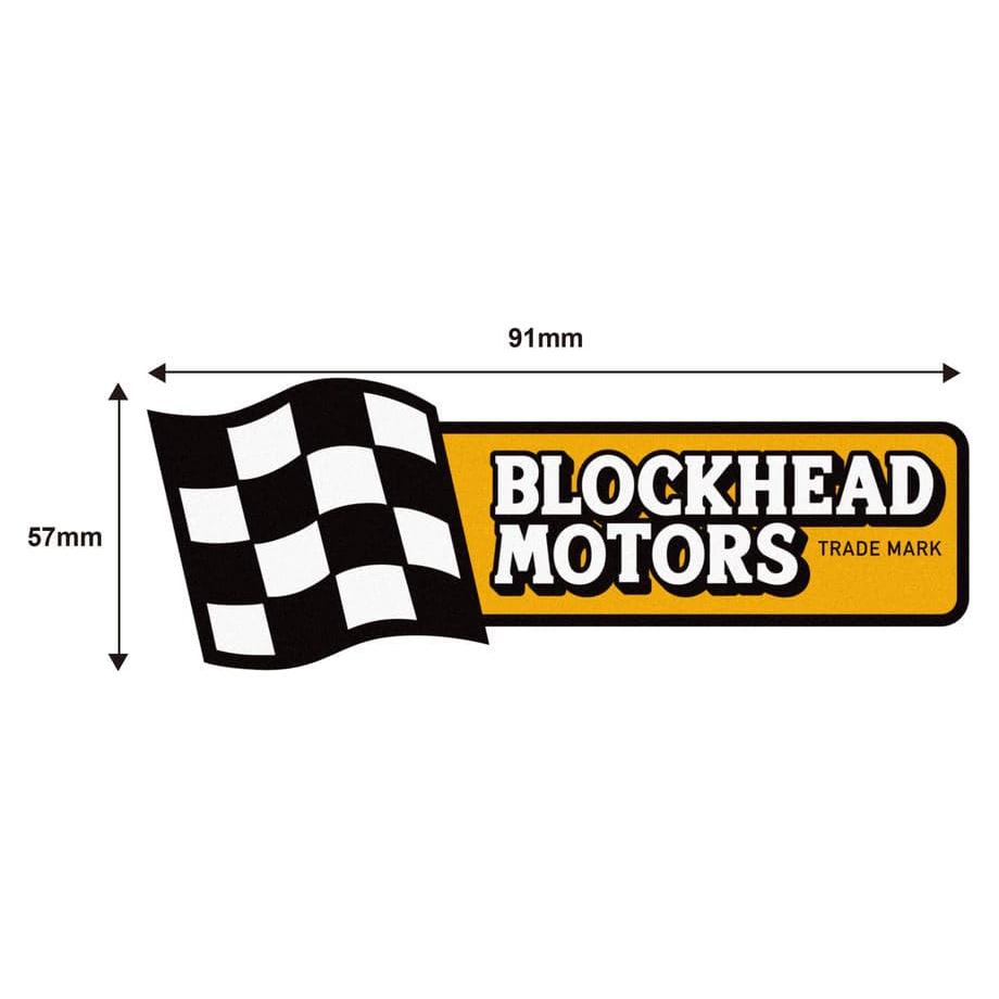 BLOCKHEAD MOTORS Checker Flag Logo Sticker