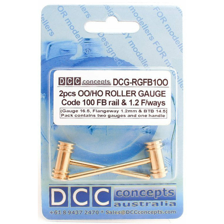DCC CONCEPTS OO/HO Scale Roller Gauge w/Handle (Standard) 16.5mm FB (2 Pack)