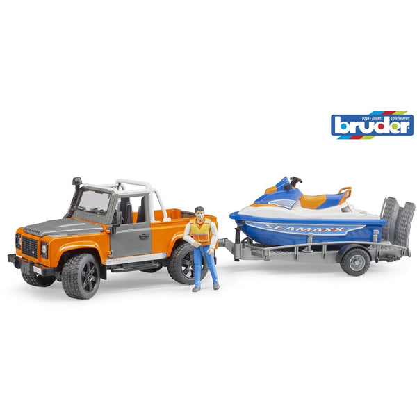 BRUDER 1/16 Land Rover Defender Pickup w/Trailer Personal W