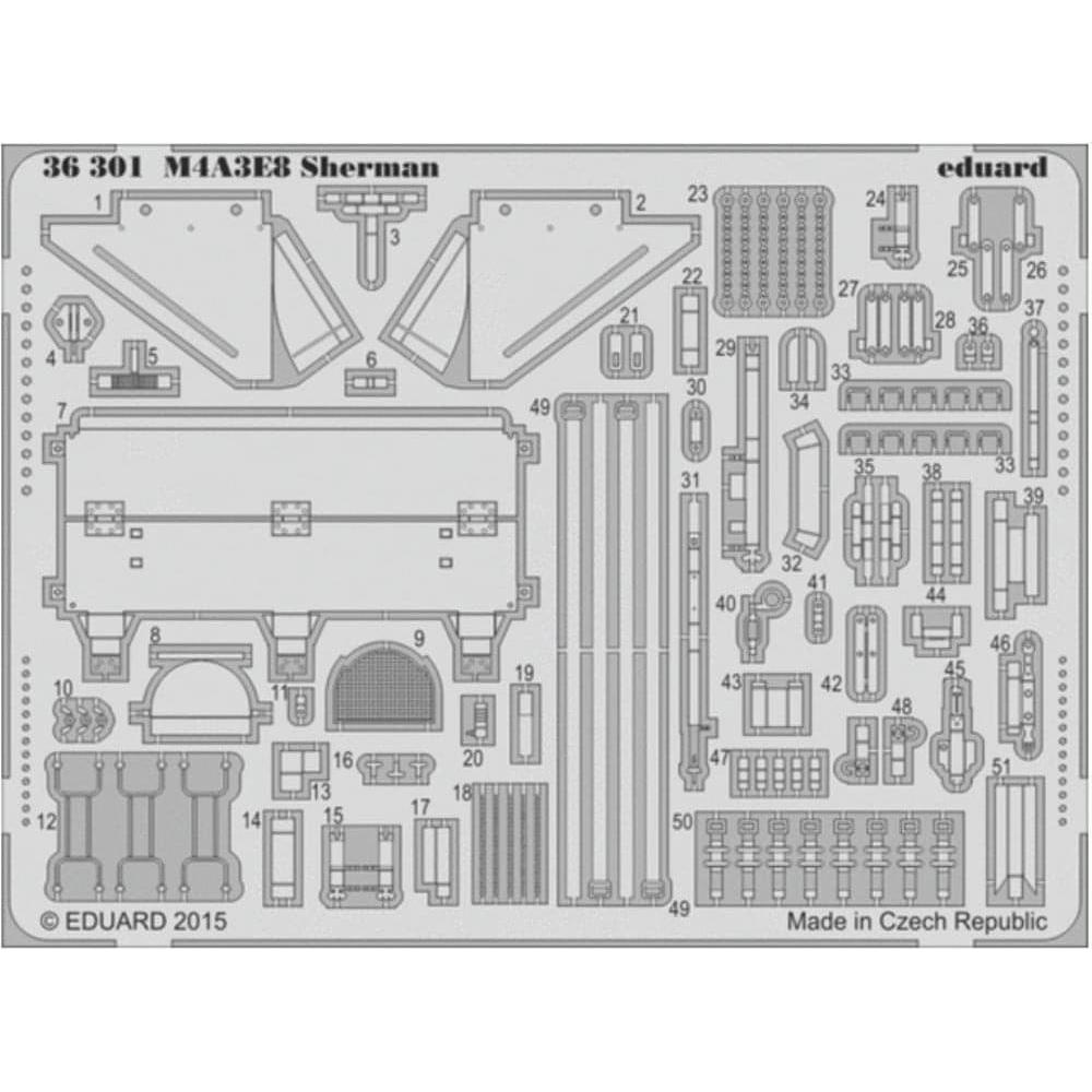 EDUARD Photoetched Set for M4A3E8 Sherman 1/35 Tamiya