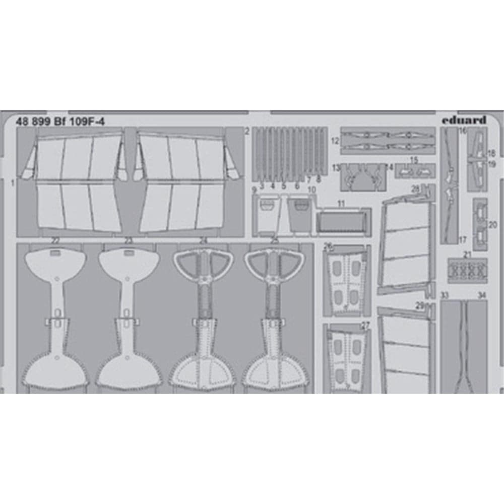 EDUARD Photo etched set for 1/48 Bf 109F-4 (48899) - Hearns Hobbies Melbourne - EDUARD