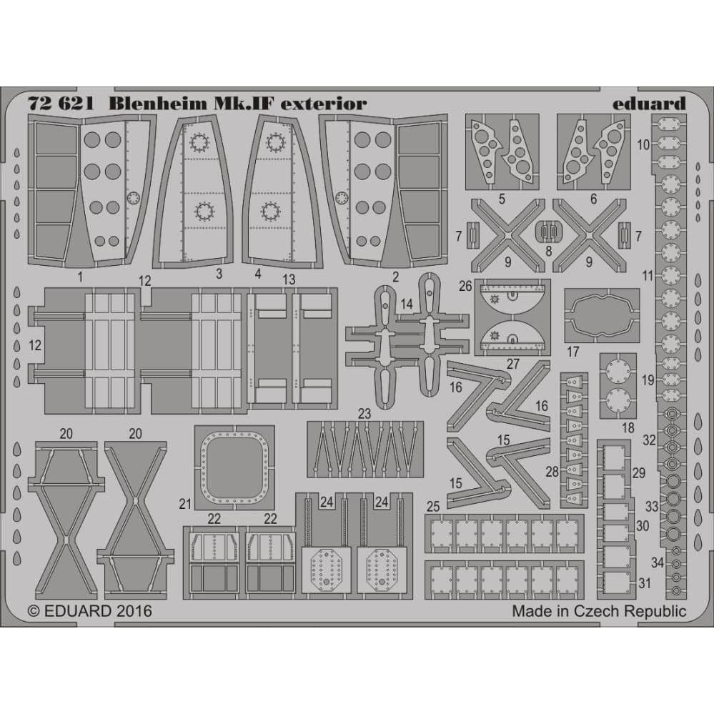 EDUARD Photo Etched Set for 1/72 Blenheim Mk.IF Exterior