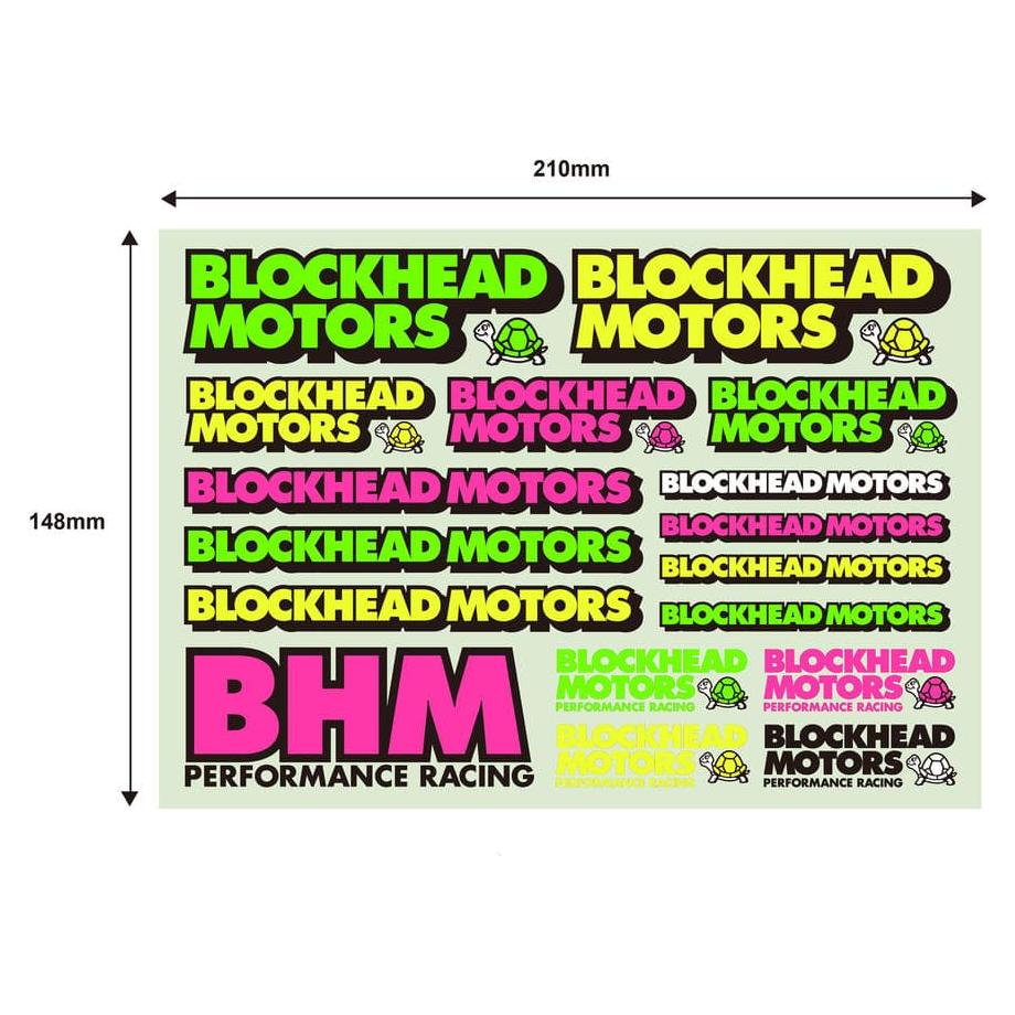 BLOCKHEAD MOTORS Gothic Logo (Fluorescent Color) Decal Shee