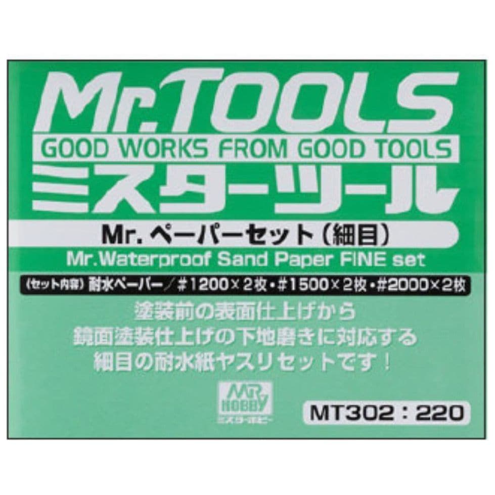 MR HOBBY Mr Waterproof Sandpaper Fine Asst - MT302 - Hearns Hobbies Melbourne - MR HOBBY