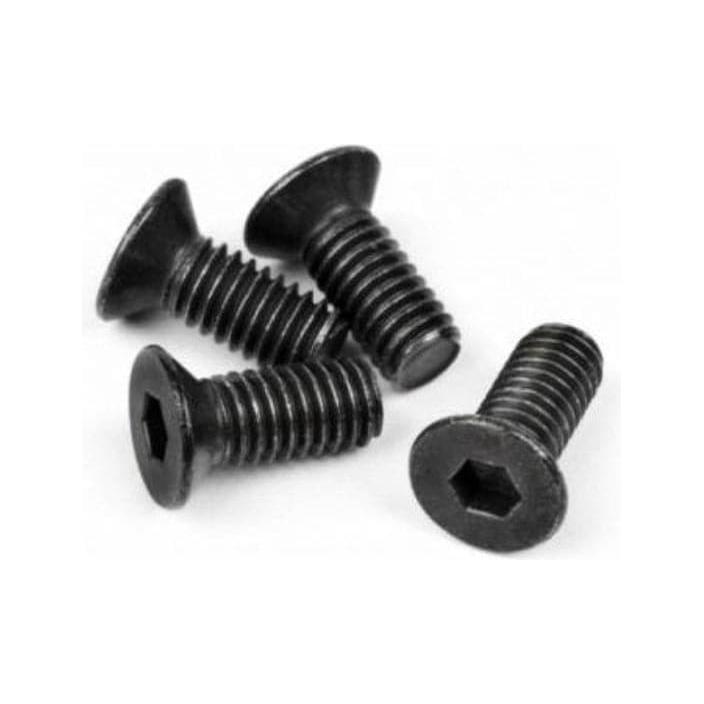 HB RACING Flat Head Screw M4x10mm (Hex Socket/Thin Type/4pc)