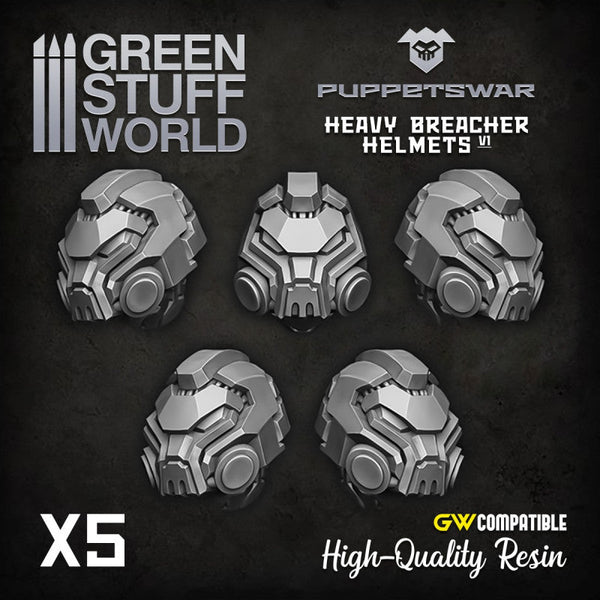 GREEN STUFF WORLD Puppetswar Heavy Breacher Helmets (5)